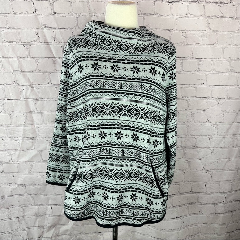 T by Talbots Fair Isle cowl neck Sweatshirt sweater women X (14) stripes winter